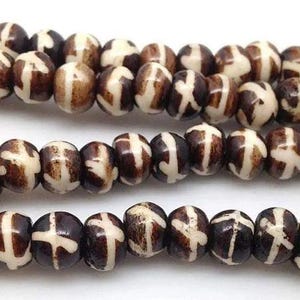 ヴィンテージブラウンボーンラウンドビーズ20個