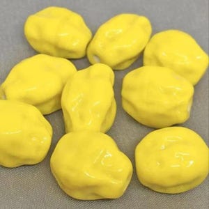 4 Vintage Yellow Japan Baroque Glass Beads