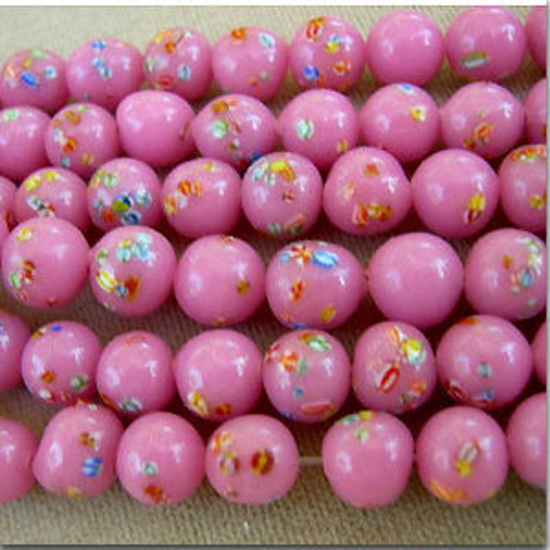 10 Vintage Pink Millefiori Round Japan Glass Beads 8586 Etsy
