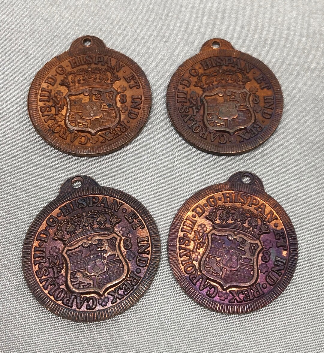 2 Vintage Heavy Brass Metal Coin Pendants 28mm Etsy