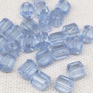 25 Vintage Blue Sapphire Light Czech Cathedral Glass Beads