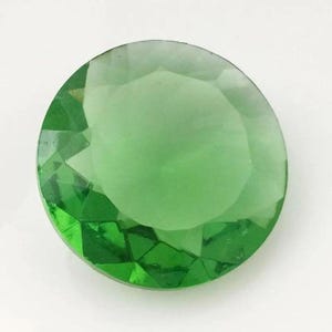1 Vintage Green Czech Large Round Glass Stone