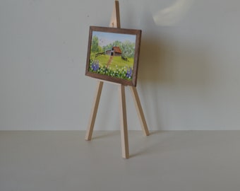 1//12 Miniature Wood Artists Easel Painting Holder Dollhouse Decor Wood Color