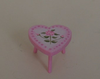 Dollhouse Miniature - Heart Footstool