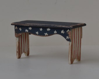 Dollhouse Miniature-Stars and Stripes Bench