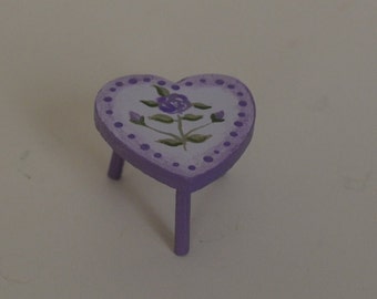 Dollhouse Miniature - Heart Footstool