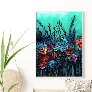 Watercolor Floral Art Print,  Large Floral Wall Art, Large Canvas Print