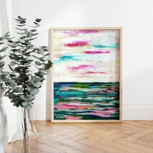 Modern Coastal Decor, Abstract Seascape Art, Large Canvas Print