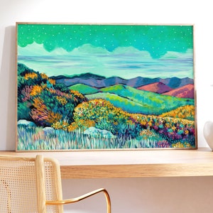 Colorful Mountain Art, Blue Ridge Mountains Giclée Print, North Carolina Mountains Print.