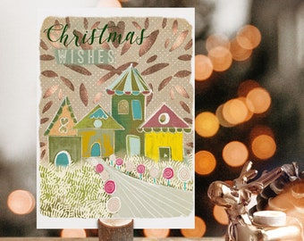 Christmas Town Notecard, Whimsical Christmas
