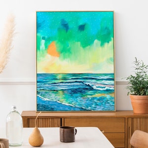 Colorful Beach Art, Large Paper and Canvas Ocean Art Print