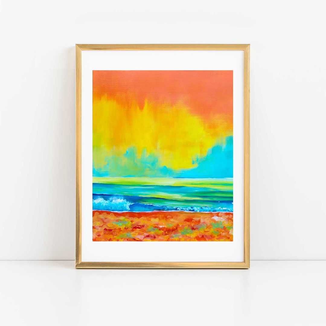 Beach Art, Beach Print, Colorful Beach Art, Beach Decor Etsy