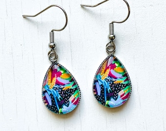 Super Colorful Earrings, Abstract Art Jewelry