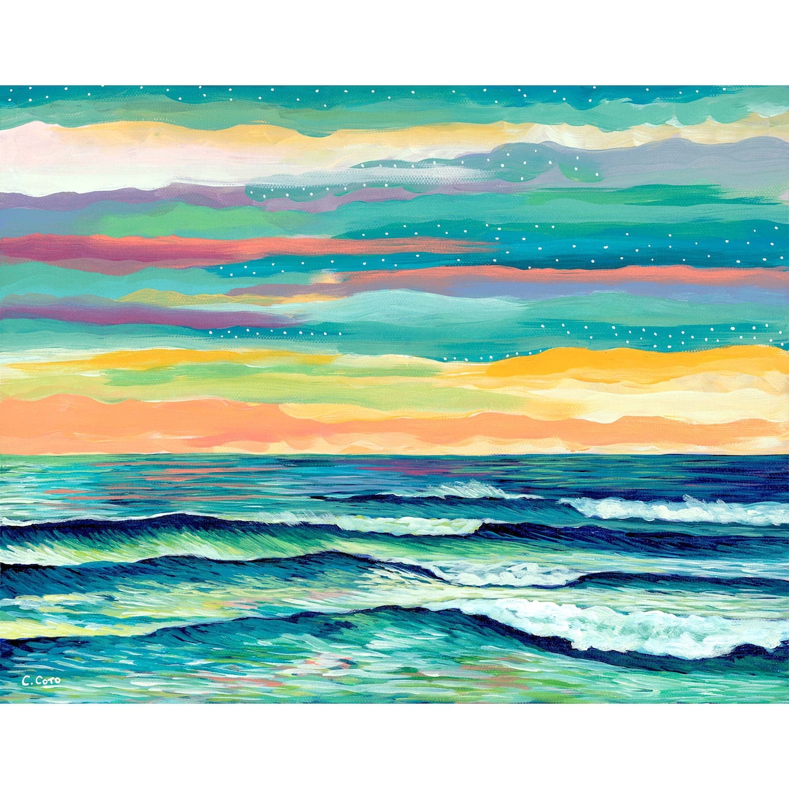Beach Wall Art Colorful Beach Art Modern Coastal Print Etsy