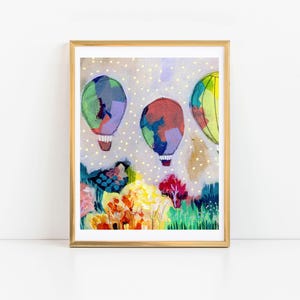 Colorful Balloons Art Print, Nursery Whimsical Art
