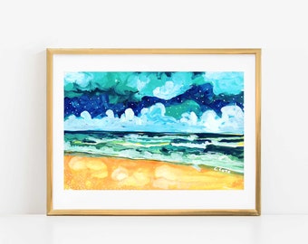 Abstract Seascape, Beach Wall Art, Beach Themed Wall Decor, Colorful Beach Art