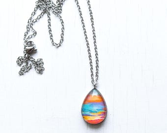 Colorful Beach Necklace Made on the Outer Banks, North Carolina.