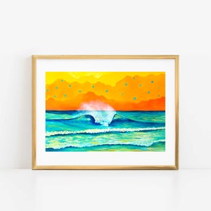 Beach Wall Art, Colorful Beach Art, Ocean Wave Art Print