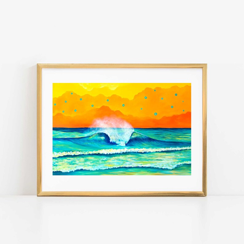 Beach Wall Art Colorful Beach Art Ocean Wave Art Print Etsy