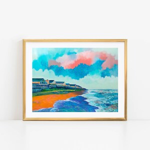Colorful Beach Art Print: Modern Coastal Home Decor