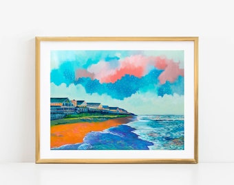Beach Wall Art, Colorful Beach Art, Modern Coastal Print, Beach Home Decor