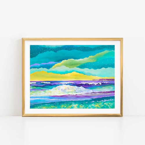 Beach Wall Art Colorful Beach Art Modern Coastal Print Etsy
