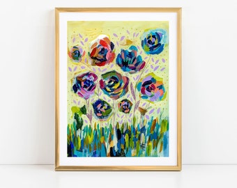 Floral Abstract Art, Modern Floral Art Print