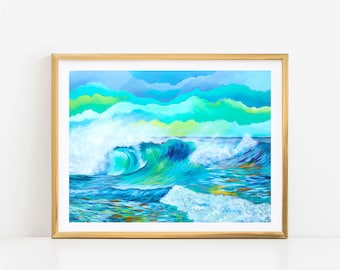 Blue Ocean Art, Big Wave Surf Art, Outer Banks Art