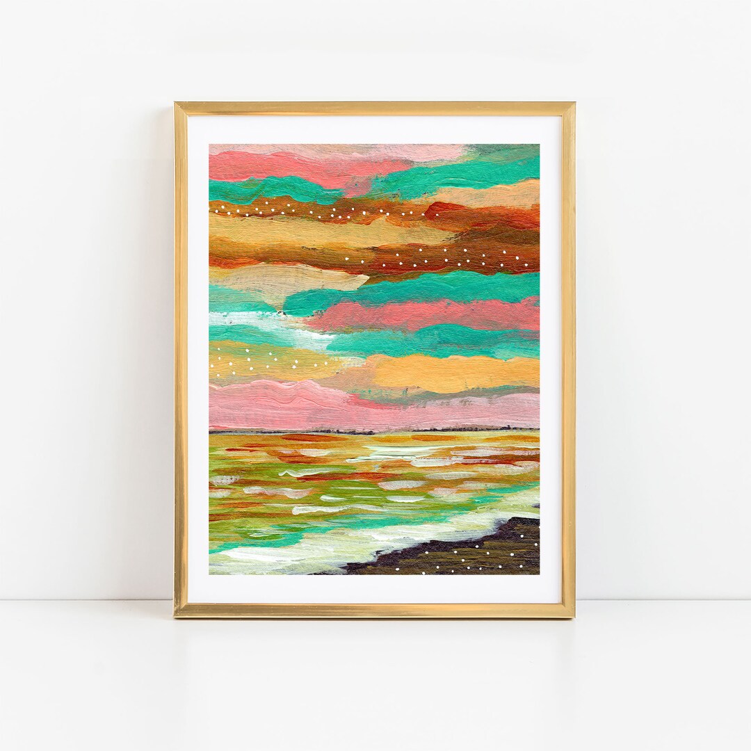 Modern Ocean Art, Colorful Coastal Print, Beach Art Print Etsy