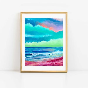 Colorful Beach Art, Modern Coastal Print, Beach Art Print