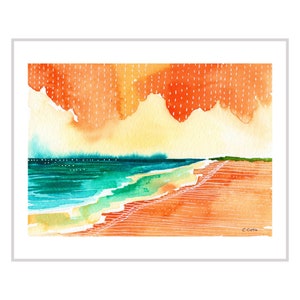Colorful Beach Art, Abstract Seascape Print, Beach Wall Decor image 2