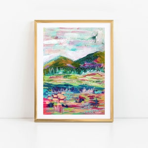 Mountain Art, Landscape Print, Colorful Wall Art