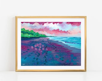 Playa Hermosa Costa Rica Art Print: Colorful Beach Scene