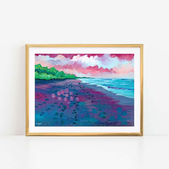 Playa Hermosa Costa Rica Art Print: Colorful Beach Scene