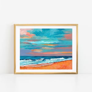 Ocean Art Print: Colorful Beach Seascape, Coastal Home Decor