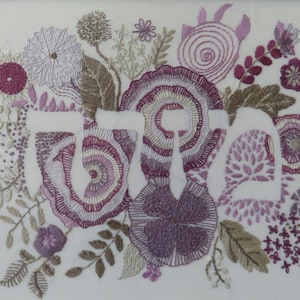 Floral Mizrach, Judaica Embroidery kit-49.  Jewish/Israeli DIY freestyle hand stitching arts and crafts