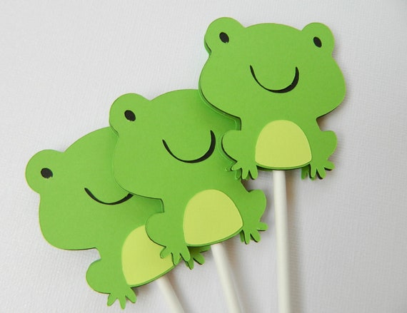 Frog Cupcake Toppers Frog Party Decorations Frog Birthday Etsy