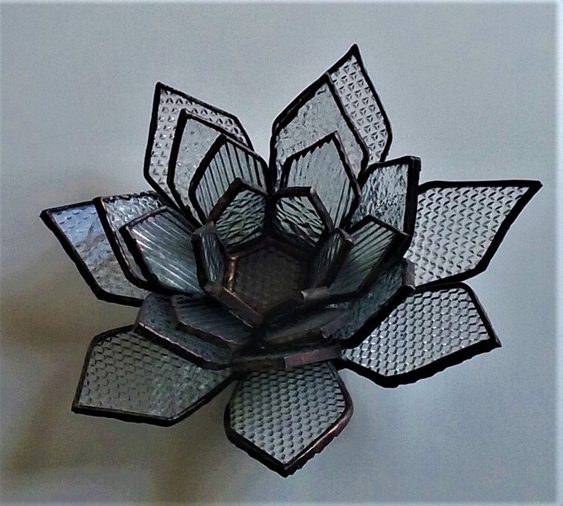 Clear Stained Glass Succulent 2 Nesting Flowers