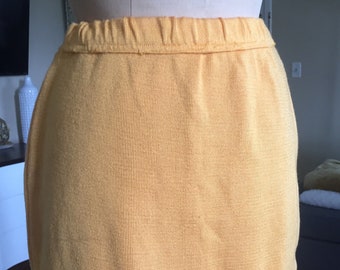 1980s Mustard Knitted Pencil Skirt