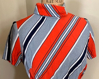 1970’s Orange & Gray Belted Tunic Top