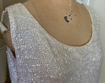 white and gold sequin top