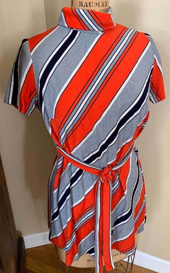 1970’s Orange & Gray Belted Tunic Top