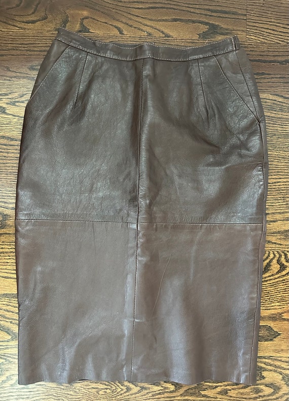 1990s Brown Leather Skirt