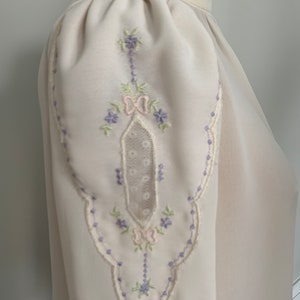 1980’s Transparent  Blouse w Detailed Floral Sleeve