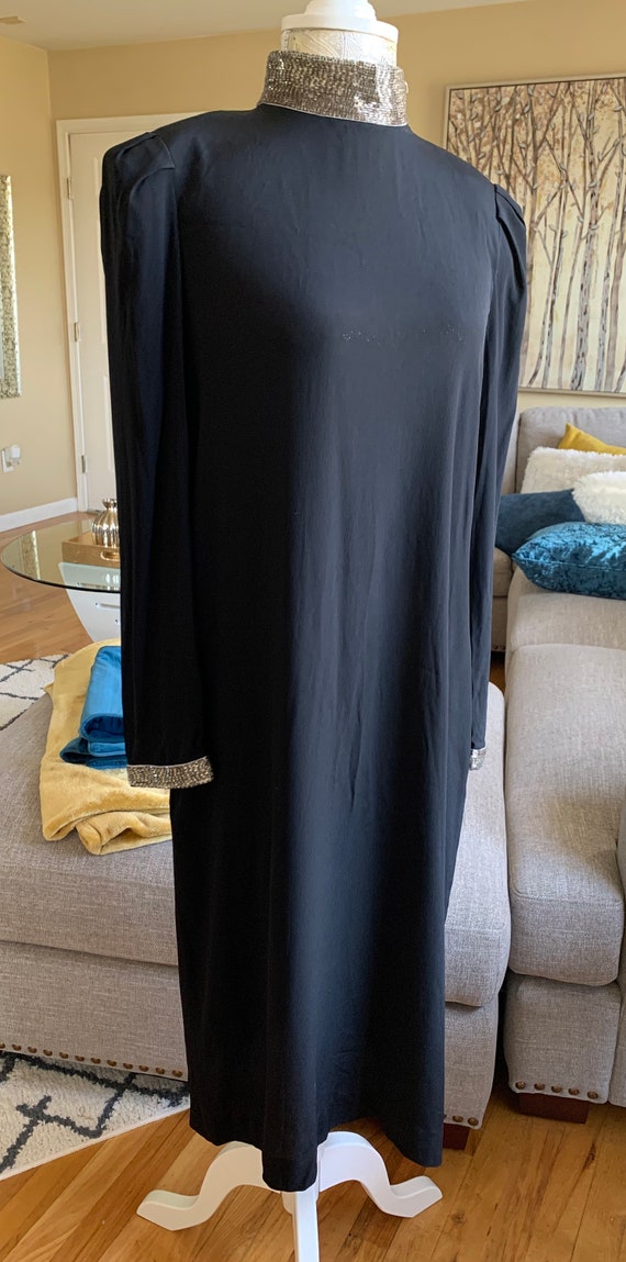 1990’s Sheer Black Dress w Beaded Neckline - image 2