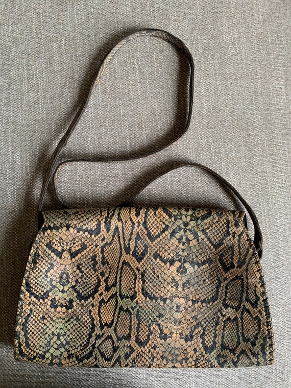 1980’s Brown Faux Snakeskin Bag - image 4