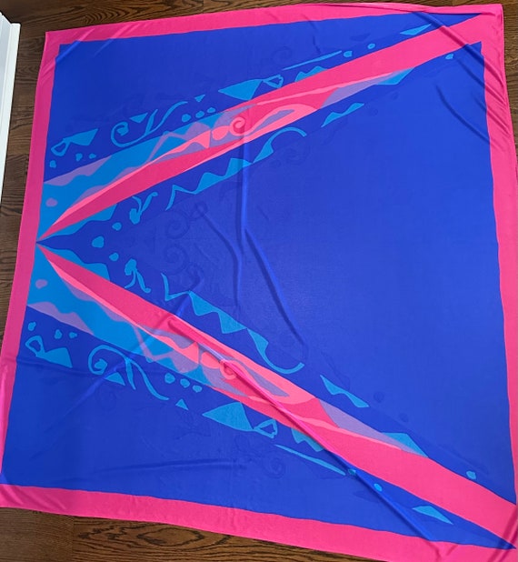 1970’s Blue & Pink Oversized Scarf - image 2