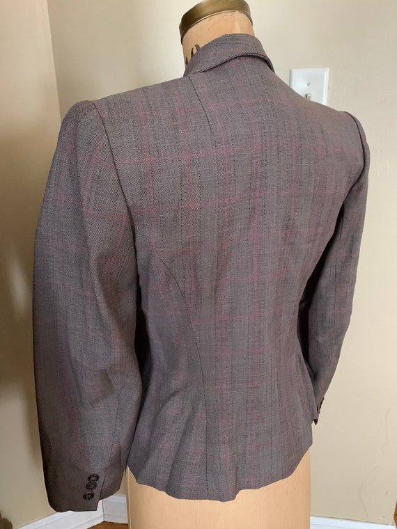 1950’s Brown Wool Plaid Double Breasted Blazer - image 6