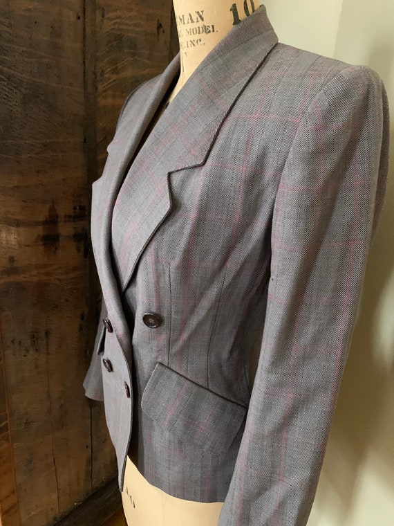 1950’s Brown Wool Plaid Double Breasted Blazer - image 7