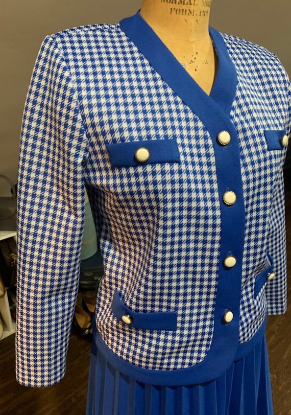 1970’s  Blue Checkered Skirt Set